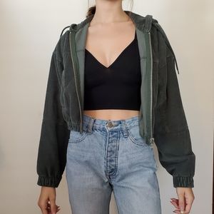 Olive Corduroy patch pocket cropped jacket BDG